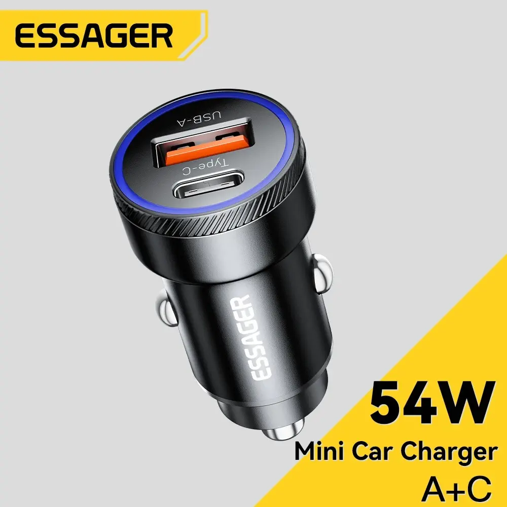 ESSAGER Car Charger Mobil Fast Charging PD QC 3.0 Dual USB 5A 54W - ES-CC11