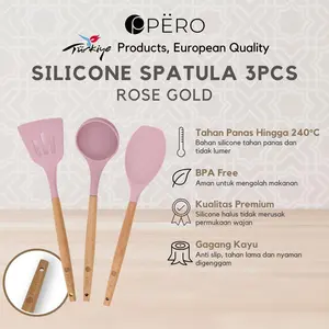 [BEST DEAL] Pero Silicone Spatula set of 3 / Set Spatula Silicon / Anti Panas / SCRAPPER, SOLID SLOTED, SPATULA