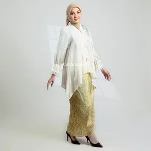 Aini kebaya batik viscose modern, atasan kebaya polos rok lilit batik Wisuda remaja style korean