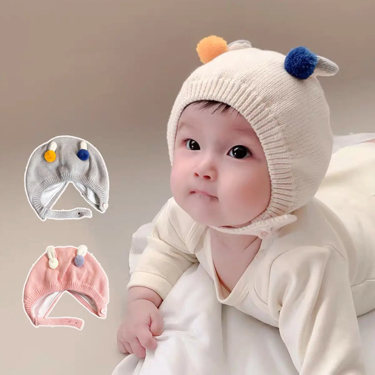 Mũ Dệt Kim Dễ Thương Cho Bé, Mũ Len Ấm Áp Cho Trẻ Sơ Sinh, Bé Trai Và Bé Gái, Mũ Bảo Vệ Tai Cho Trẻ Sơ Sinh Và Trẻ Mới Biết Đi, Mùa Thu Đông