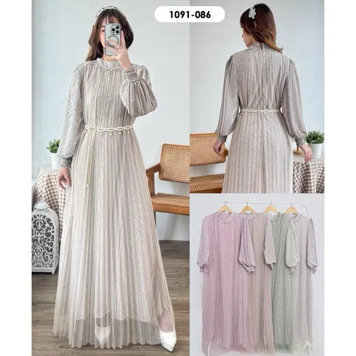 Delisha Salwa Maxi Dress / Gamis Wanita / Gamis Kondangan Free Belt ORI - Dusty pink 04 Delisha Salwa Maxi Dress / Gamis Wanita / Gamis Kondangan Free Belt ORI - Dusty pink 04