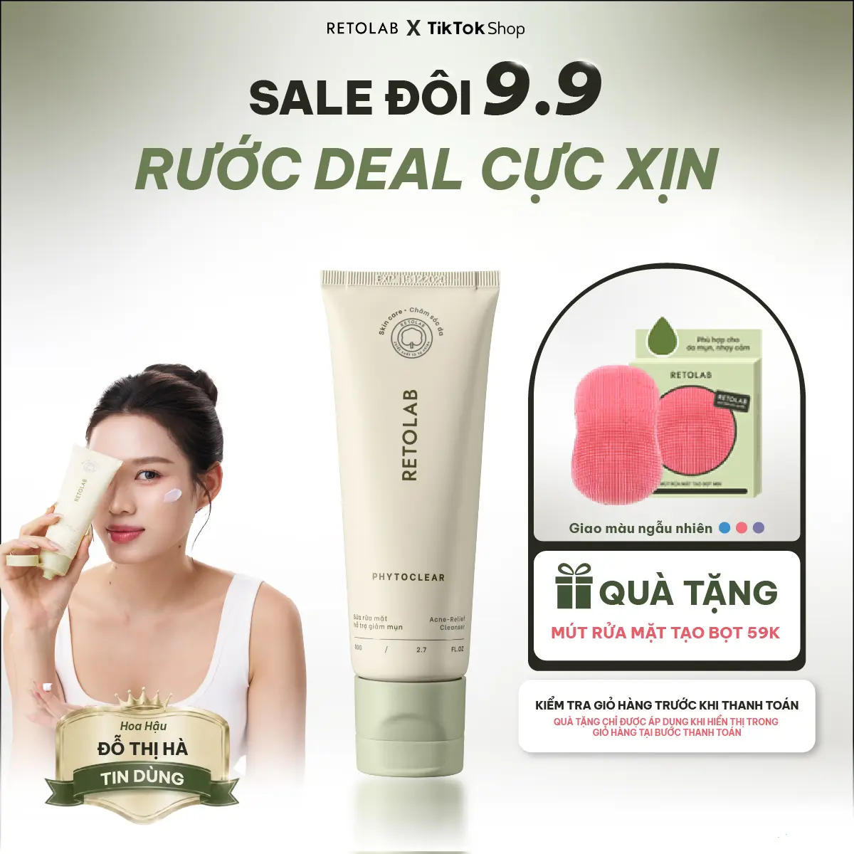 Sữa Rửa Mặt Retolab Phytoclear 80ml - Hỗ Trợ Giảm Mụn, Làm Sạch Dịu Nhẹ, Dưỡng Ẩm Da - SR001 - Dạng Kem Tạo Bọt - Cho Da Khô Mụn & Dầu - Công Nghệ Lõi Kép Hiện Đại