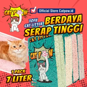 Pasir Tofu Kucing (Tofu Cat Litter) CATPOW 7L  - Formula Baru, Ringan, dan Berdaya Serap Tinggi