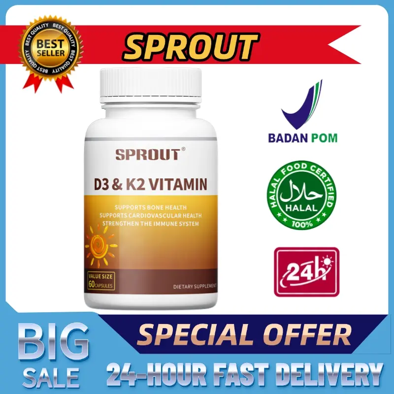 Vitamin D3 K2, Mendukung Kesehatan Tulang, Gigi, Otot Dan Kardiovaskular, Non-Gmo, Suplemen Makanan