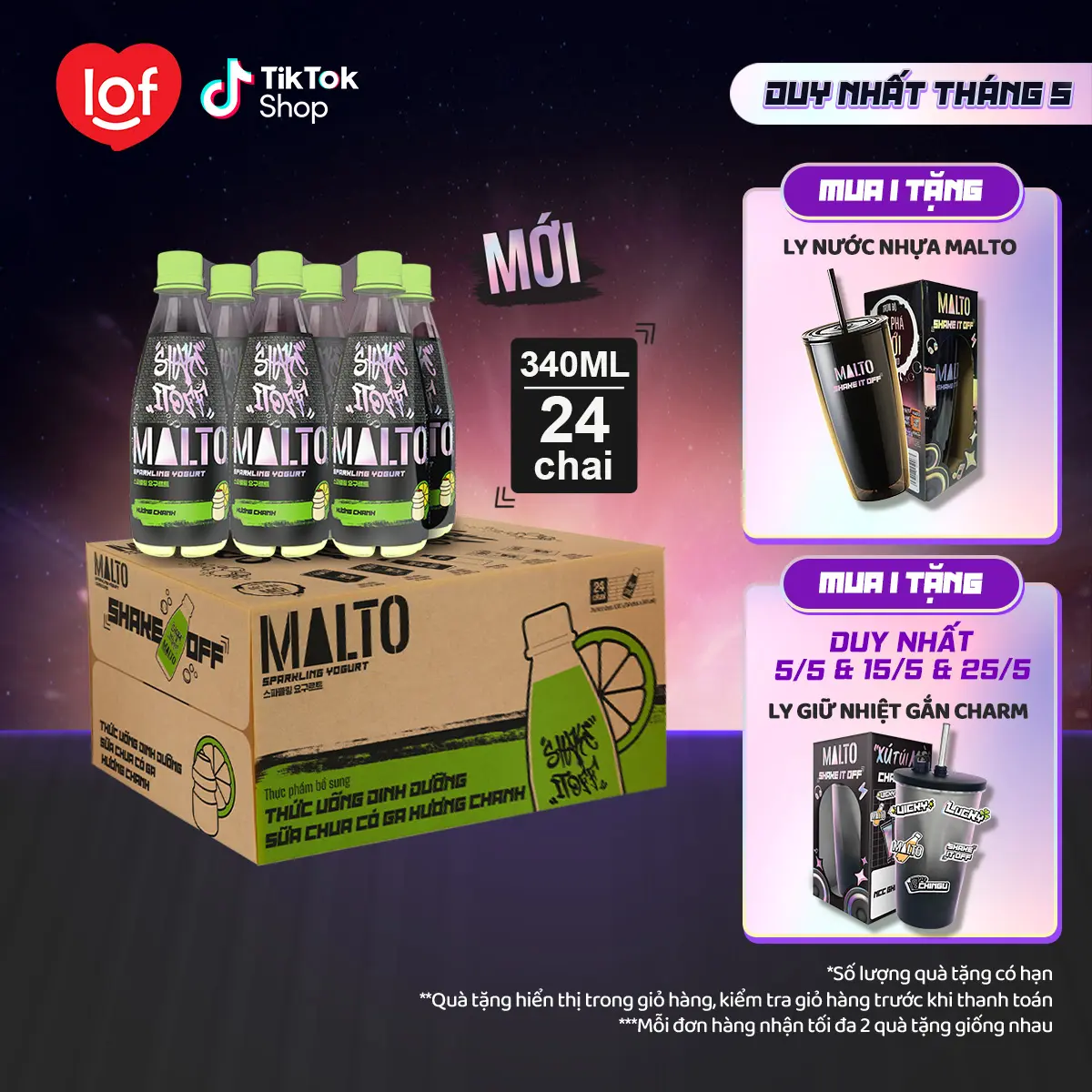 [NEW] MALTO Sparkling Yogurt MALTO Shake It Off sữa chua có ga hương chanh (thùng 24 chai x 340ml)-ST