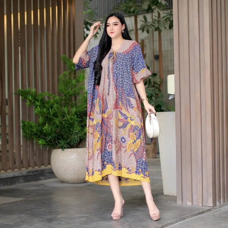 Daster Rayon Premium Busui Friendly Luciana Ld 140 pj 115 by SS Premium - Dress, Pendek, Panjang, Katun, Motif, Kancing, Wanita, Bumil, Tidur