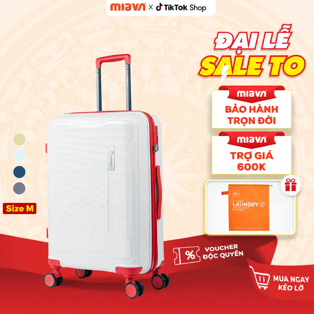 [ĐẠI LỄ SALE TO] Vali kéo du lịch cao cấp Larita OMI Size M (Vali size lớn 24) – ký gửi 20–25kg, nhựa PP siêu bền hạn chế bể vỡ, khóa TSA, bảo hành miễn phí trọn đời