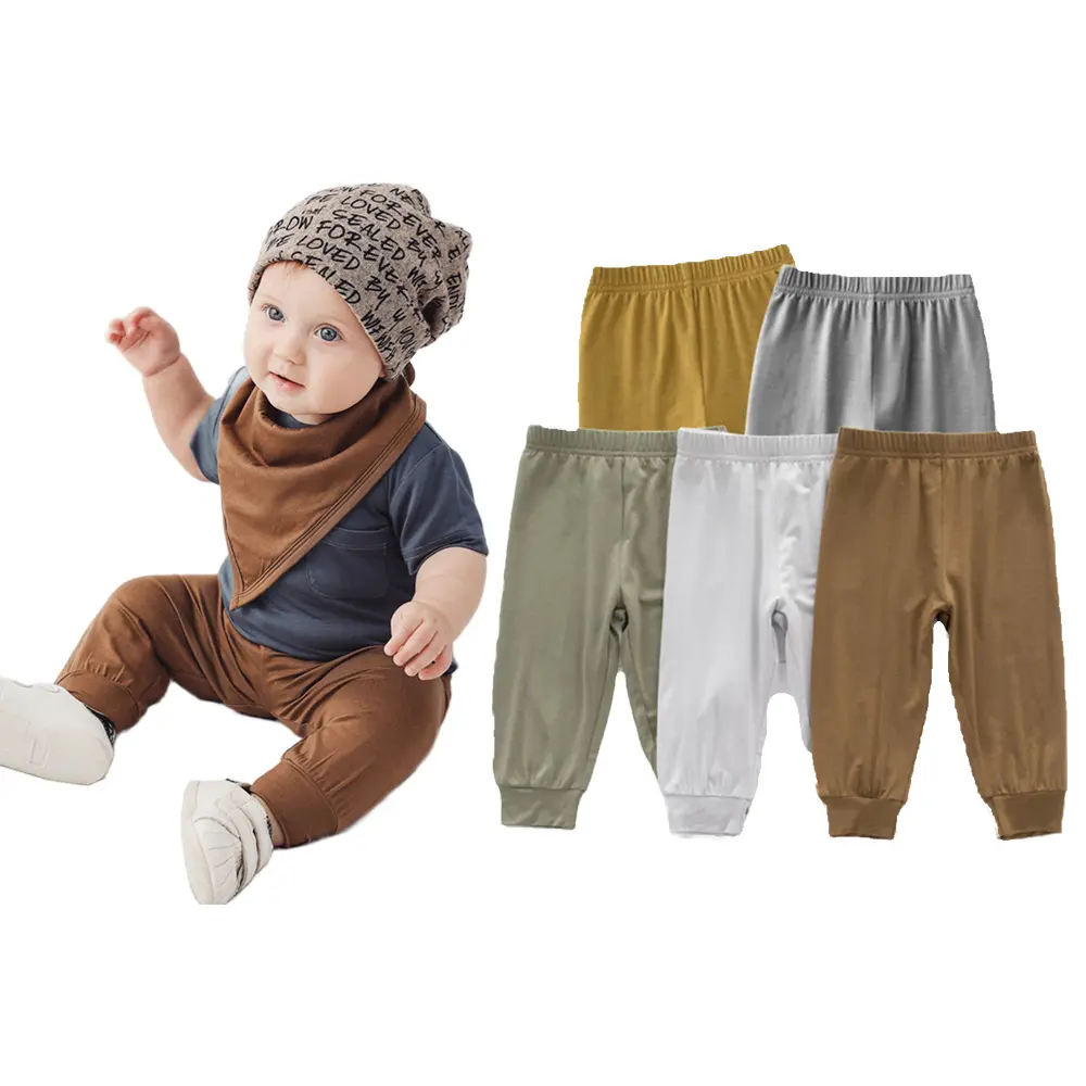 Spring Baby Bamboo Fiber Pants Infant Boys Girls Clothes Solid Loose Long Trousers Toddler Bottoms Clothing For Newborn 3M-3Y