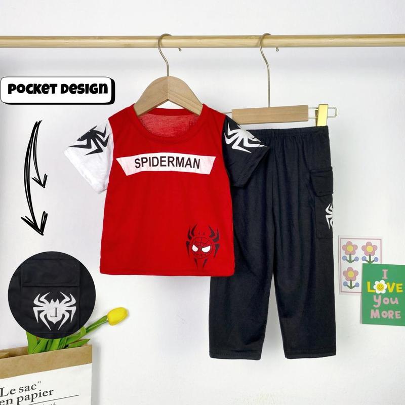 CantikBaby Set Baju Berjalanan Harian Kanak-Kanak (6 Bulan - 5 Tahun) Lengan Pendek & Seluar Panjang Baju Budak Lelaki Perempuan Gaya Trendy Sesuai Cuaca Malaysia