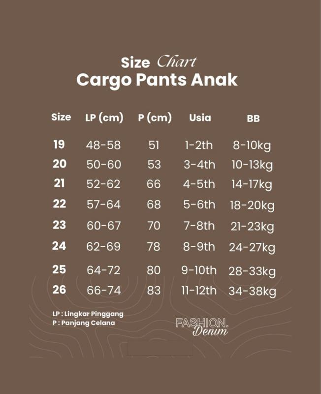 Celana Panjang Anak Laki-Laki Model Cargo Umur 1-12 Tahun Combed Stretch Melar