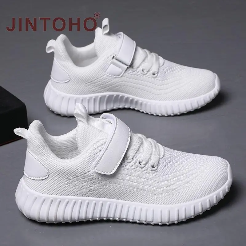 JINTOHO Fashion Kids Boy Running Sport Shoes Black Sneakers Children Outdoor Lightweight Breathable Training Footwear