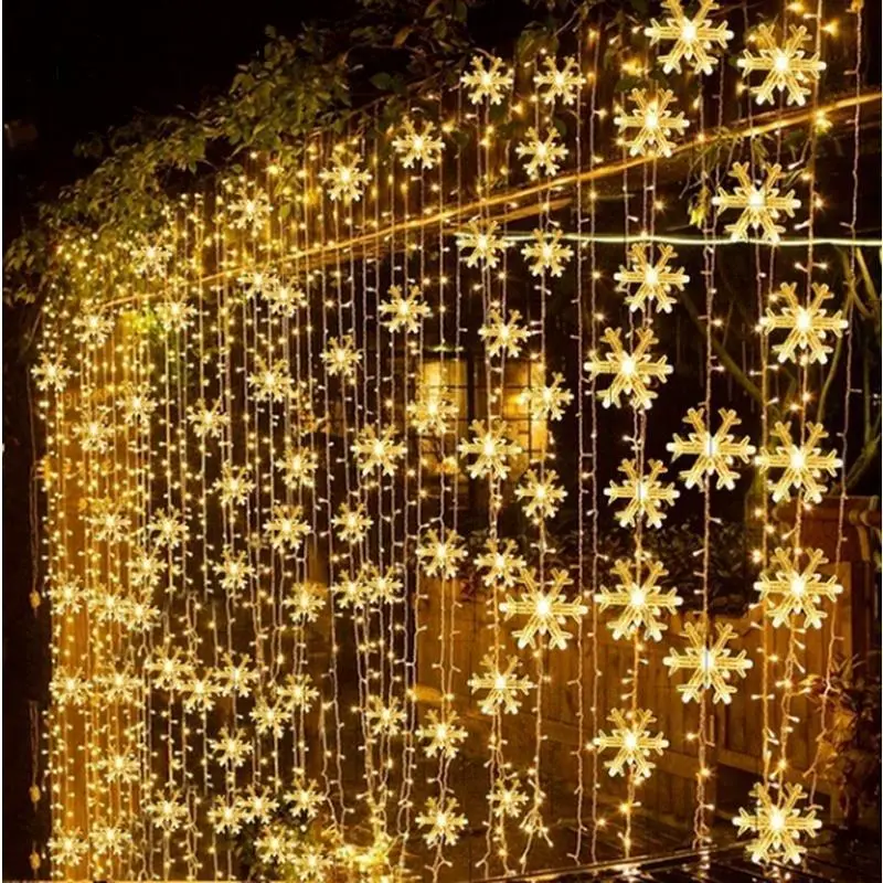 Snowflake Christmas LED Lights String Garland 2023 Christmas Decoration Navidad New Year Decorative Holiday Fairy Light for Room