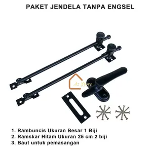 Paket Jendela Rumah Hak Angin Penyangga Jendela Rambuncis Pengunci Ukuran Besar