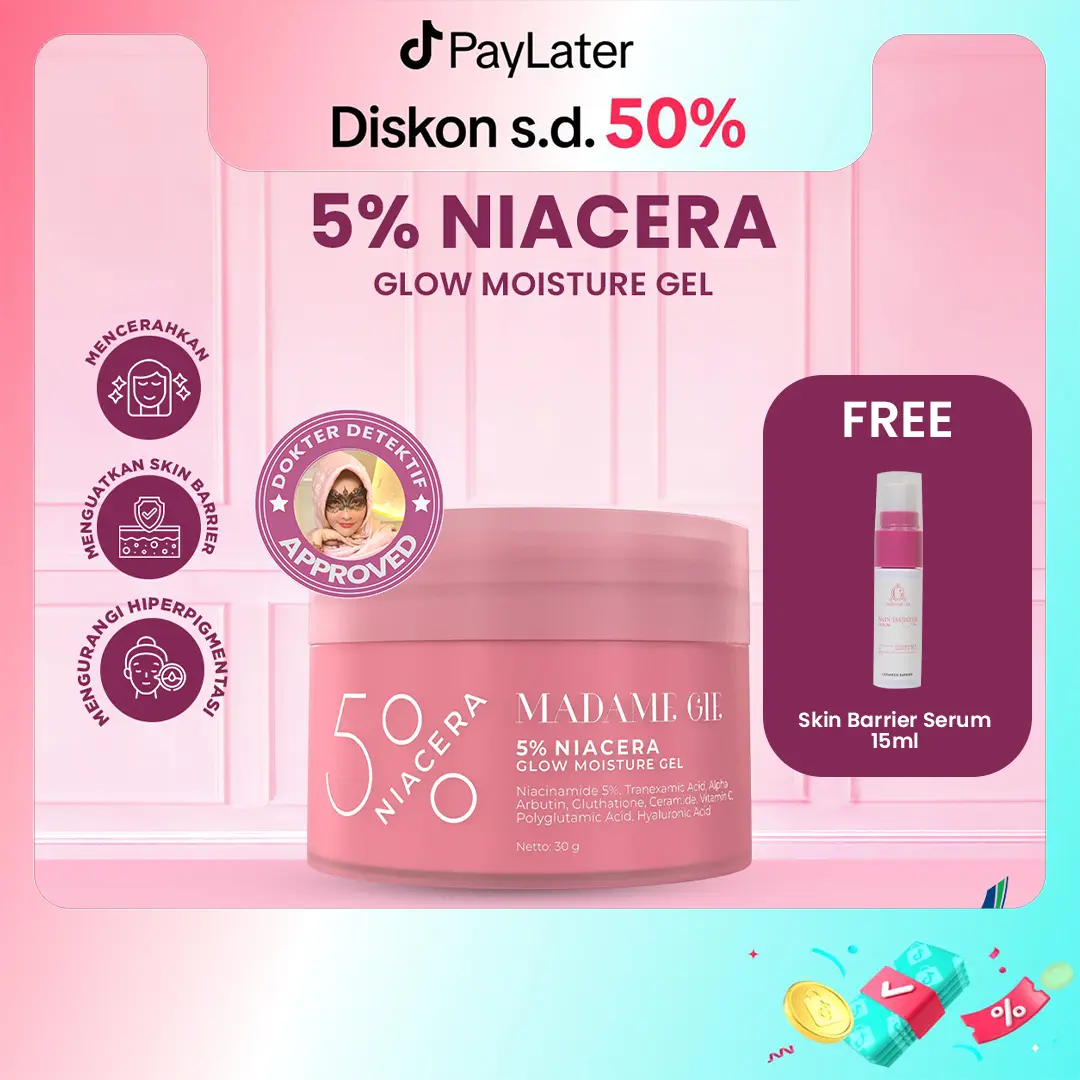 [DOKTIF APPROVED] [FREE SERUM] Madame Gie 5% Niacera Glow Moisture Gel - Skincare Moisturizer Pelembab dan Pencerah Wajah