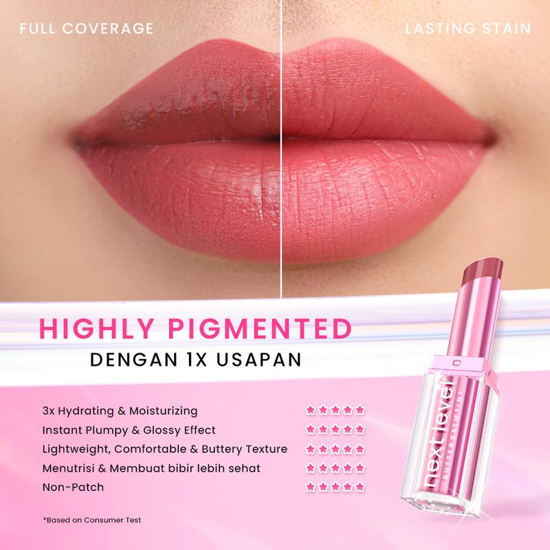 HANASUI Next Level Butter Balm Tint - Color Butter Balm Tinted Lip Balm Melembabkan & Mencerahkan Bibir Lightweight & Cover Bibir Gelap Beauty Hyper Gloss Lip Balm