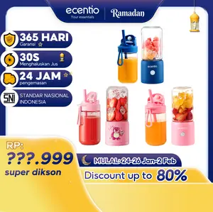 【In stock live】【10 Mata pisau】【Garansi 1 tahun】【Pengemasan bubble wrap dijamin aman 】ecentio blender 10 pisau juicer Kaca Tebal 2 Cup mini portable dengan sedotan 380ml+380ml