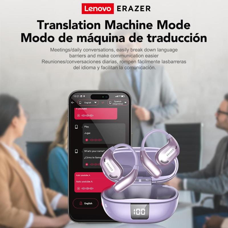 LENOVO ERAZER XT66PRO OWS headphones AI smart simultaneous translation headset can translate 134 languages OWS headset features a digital control display, multiple color options, HD calling, and excellent bass quality[ It comes with a 2-year warranty.]