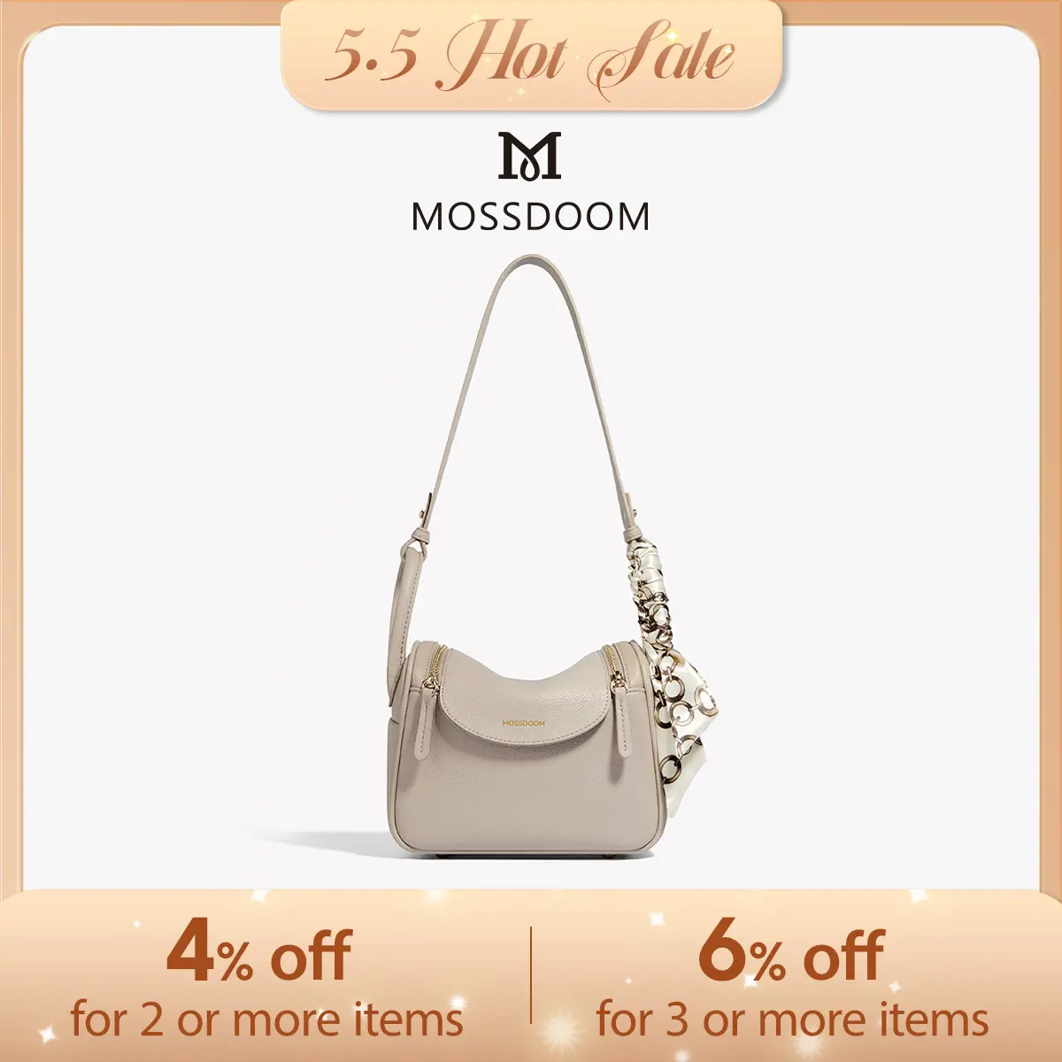 MOSSDOOM Zenith Bag Women's Shoulder Bag | Spacious with Elegant Silk Scarf Accessory Perfect Blend of Function & Style