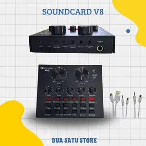 V8-LIVE SOUND CARD USB EXTERNAL V8 KARAOKE RECORDING MOBILE AUDIO MIXER AUDIO LIVE BROADCAST KTV SOUND CARD FOR LIVE BROADCAST, K SONGS RECORDING