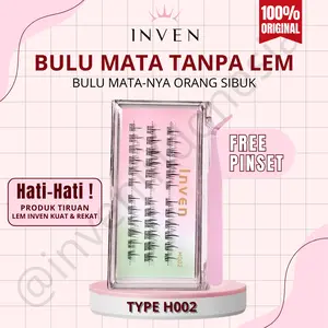 (LANGSUNG TEMPEL) INVEN H002 Bulu Mata Palsu Tanpa Lem Premium Natural Wispy Look FREE PINSET / Tweezer hasil natural Eyelash Lashes Extension  Bulumata Box Inven 27 Pcs Box Gratis Pinset Tweezer Hasil