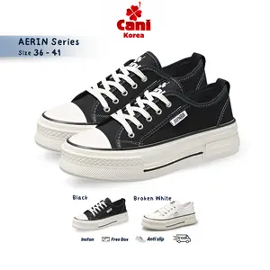 【 SPECIAL OFFER】CANIKOREA Aerin Sepatu Sekolah Kasual Wanita Canvas Hitam Bertali Fashion Korea Casual Sepatu    Aestetic Shoes - Sepatu Study Tour K9178