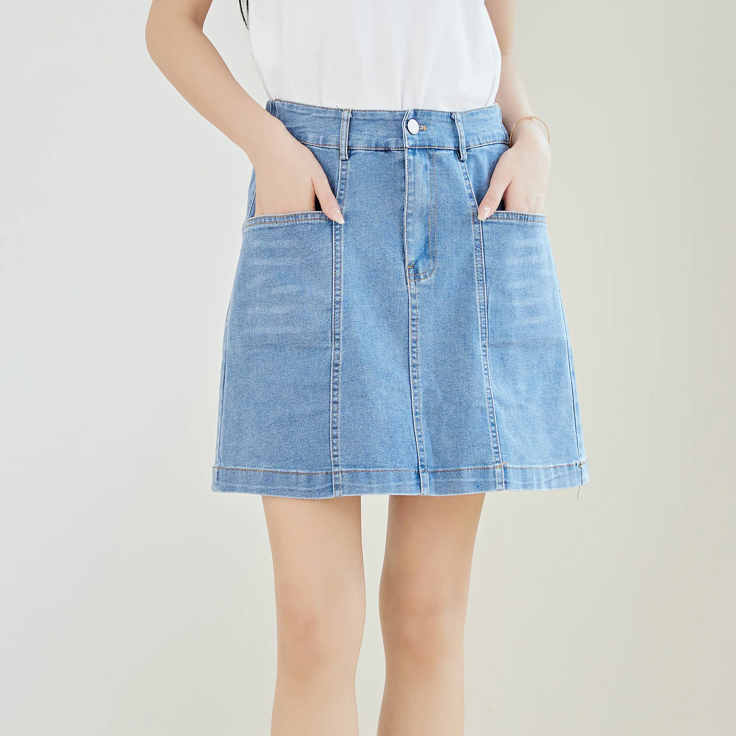Eyouth 20169 women denim skirts casual loose high waist midi jeans skirts for ladies woman