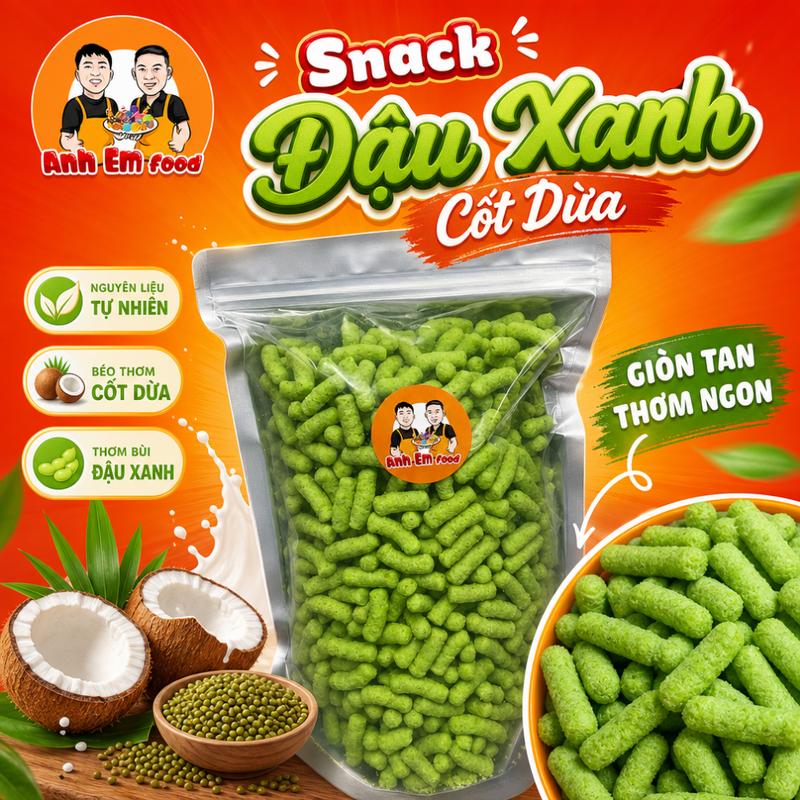 Snack Đậu Xanh Cốt Dừa - Đồ Ăn Vặt Anh Em Food