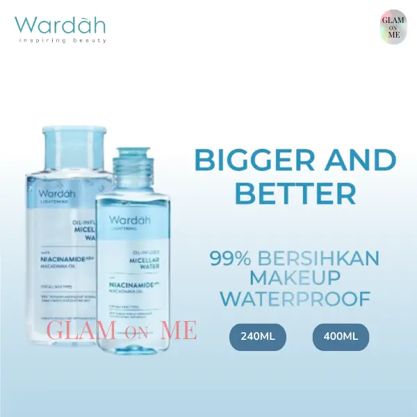 Wardah Lightening Oil-Infused Micellar Water | Pembersih Makeup dengan Advanced Niacinamide, Kulit Bersih & Cerah Seketika!
