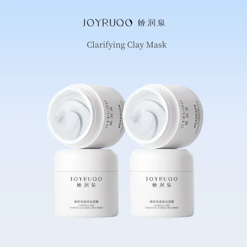 【JOYRUQO】Ultimate Radiance Cleansing Mud Mask - Hydrating, Soothing, Oil Control, 100g Full Size + Three Free 6g Samples and Silicone Mud Mask Brush Skincare Skin Repair