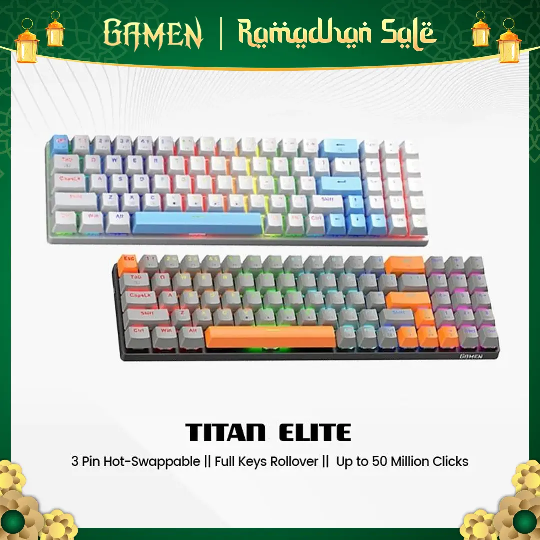 GAMEN Titan Elite Keyboard Gaming Mechanical 78 Keys Ergonomic Design Original - Garansi 1 Tahun