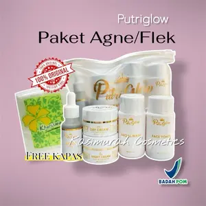 Putriglow Paket Agne/Flek Original dengan (Free Kapas)- Krim Wajah & Perawatan Kulit By MentariArifin