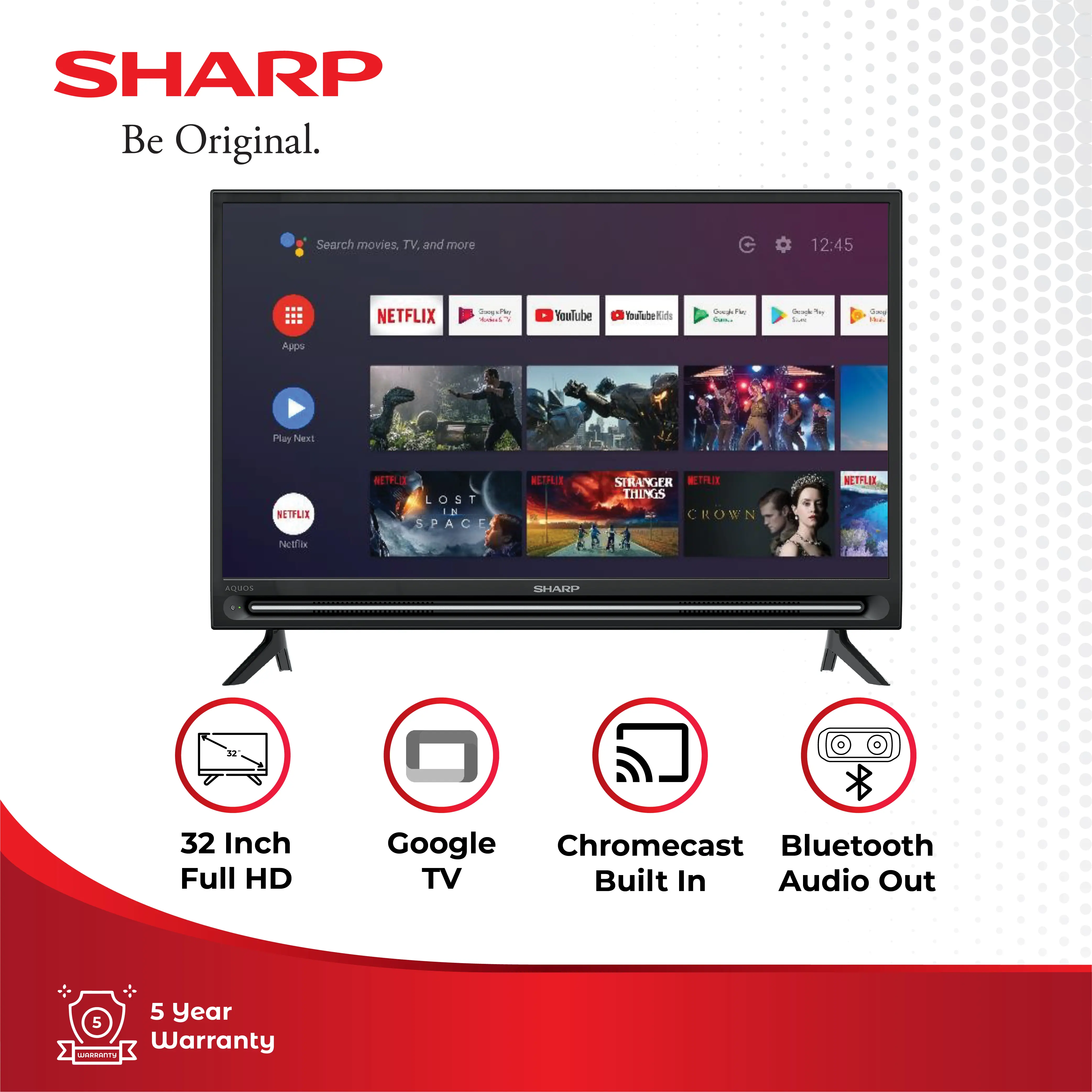 TV 32 Inch SHARP 2T-C32EG1i Android Smart dengan Google Assistant dan Chromecast - Remote Hdmi