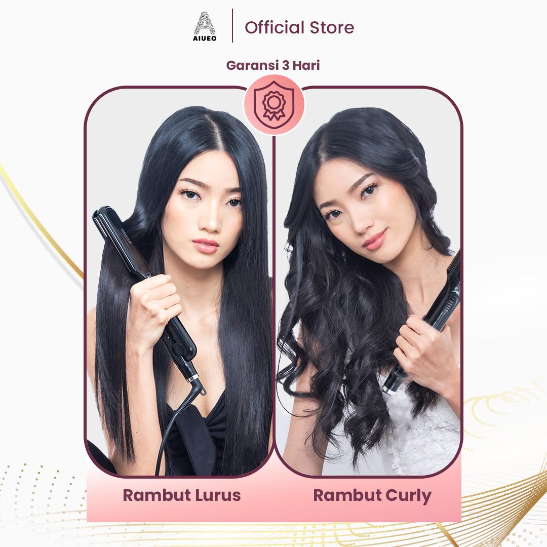 Catokan AIUEO 823 • Catok Smoothing Rambut Curly Recommended Hair Straightener Blow Keriting Warna Hitam Straightener Sisir Kriting Meluruskan [SN]