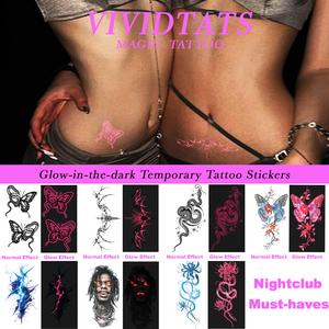 VIVIDTATS Glow-in-the-Dark Neon Temporary Tattoo Stickers Instant Color Waterproof Party Nightclub Body Art for Women Men Magic Tattoo colored  tattoo  waterproof  30  days tattoo  semi  permanent