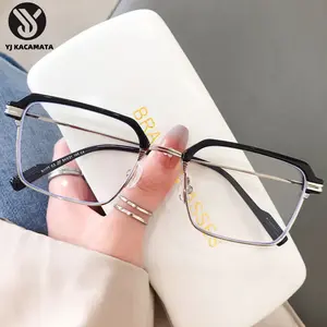 【YJ KACAMATA】Kacamata baca modis anti-cahaya biru kelas atas untuk orang paruh baya dan lanjut usia, kacamata anti-radiasi dan anti-kelelahan setengah bingkai definisi tinggi untuk pria dan wanita -603