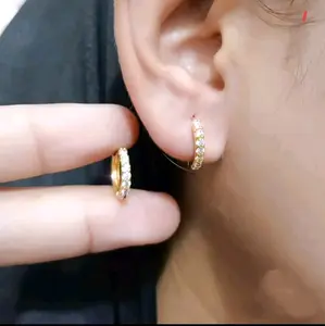 Anting Jepit Titanium Dewasa Permata Baris Satu berlian Terbaru elegan Earrings tindik