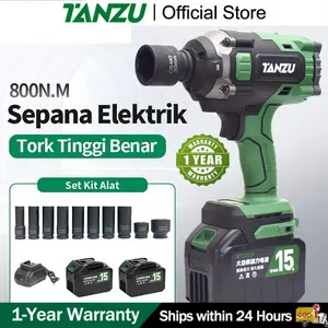 【COD】Tanzu 21V 1/2 Ukuran chuck/330/600/800NM Set kunci pas impact wrench  kunci torsi  b Tanpa Kabel Tanpa Sikat Torsi Tinggi Sejati impack  wrench garansi produsen diy kunci pas listrik   reaim  320nm impact  baut  roda  truk impact  cvt  motor