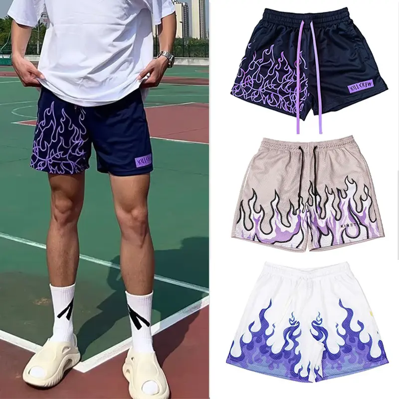 Street Style Trend Printed Basketball Mesh Shorts American Sports Short Pants