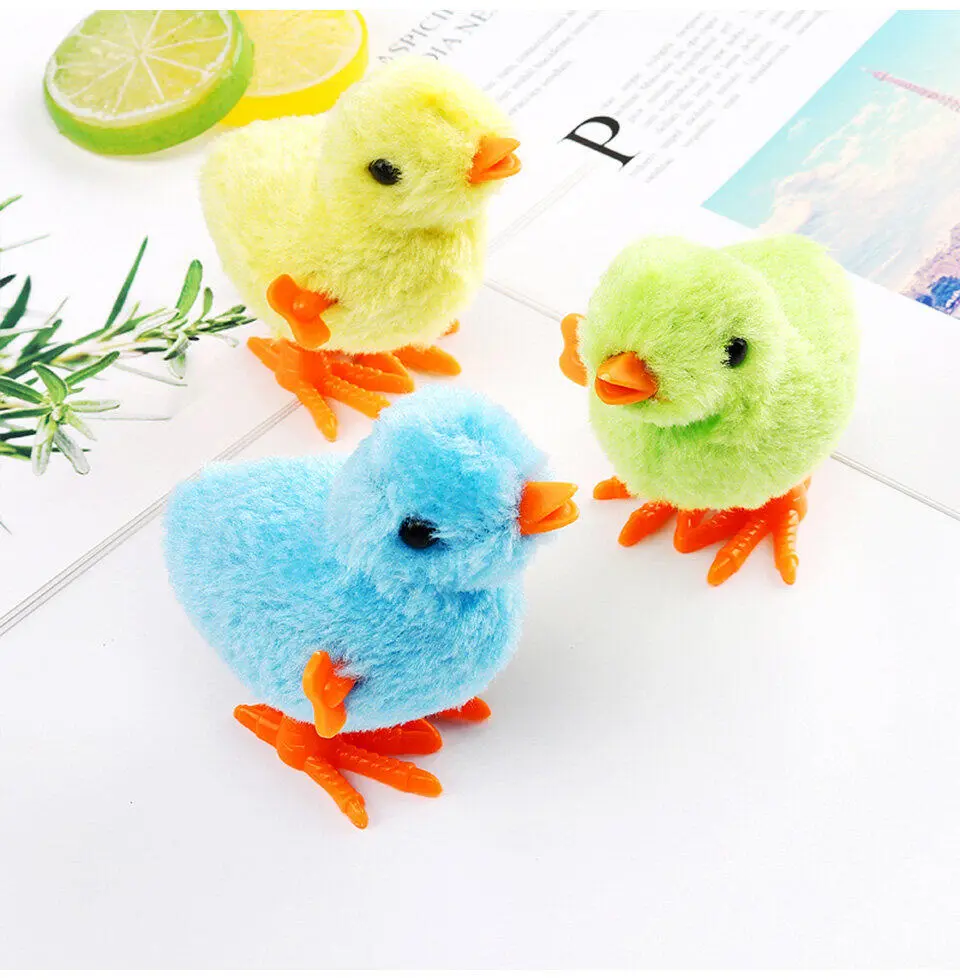 Randomly Colored Wind-up Plush Chicken Toys Multi-color Jumping Chicken Toys for kids