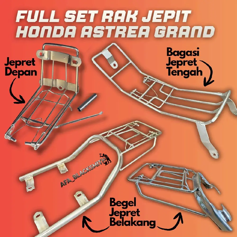 Rak Jepit Jepretan depan, bagasi tengah, begel behel belakang honda Astrea Grand C70 / Astrea 700, 800, star, prima, grand, bulus, sabit, impressa, legenda, c50, c70, c90, c100