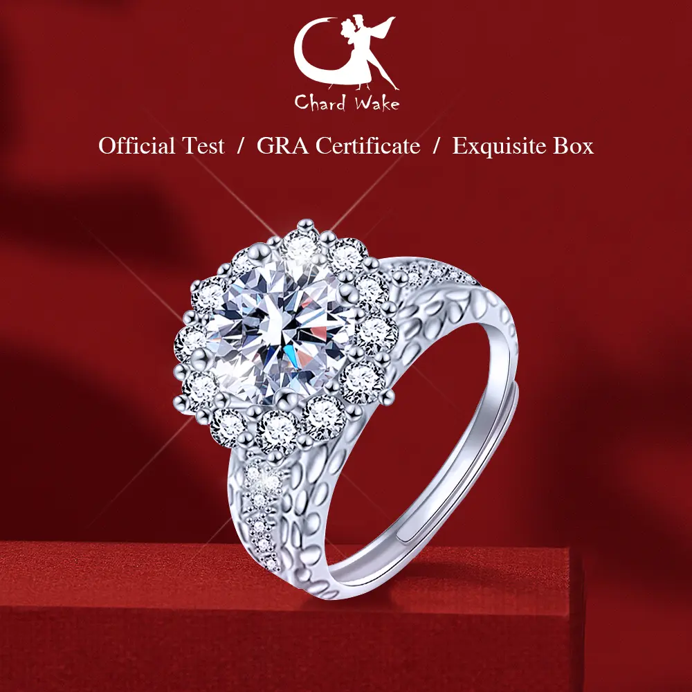 【003Harga telah dibanting, segera di CO】Chard Wake Cincin Wanita Berlian Perhiasan Tunangan Ukuran Bebas 2 Karat Cincin Cewek  CWR021