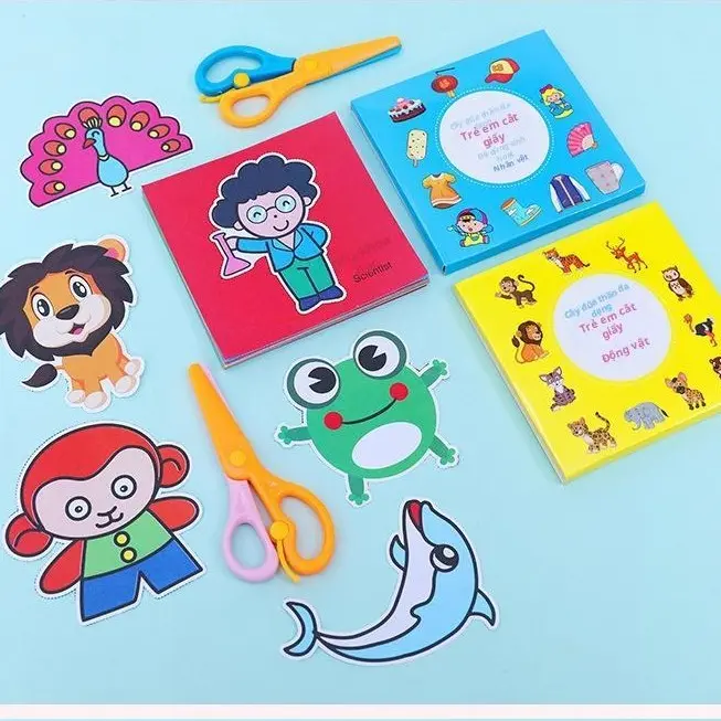 Cắt giấy, Bộ Ghép Hình Thủ Công Tự Làm, Đồ Chơi Khai Sáng, Vui Nhộn, Thích Hợp Cho Trẻ Mẫu Giáo Và Tiểu Học, Giới Thiệu Cho Bé, Với Các Mẫu Màu, [Bộ Kéo Cho Ăn]