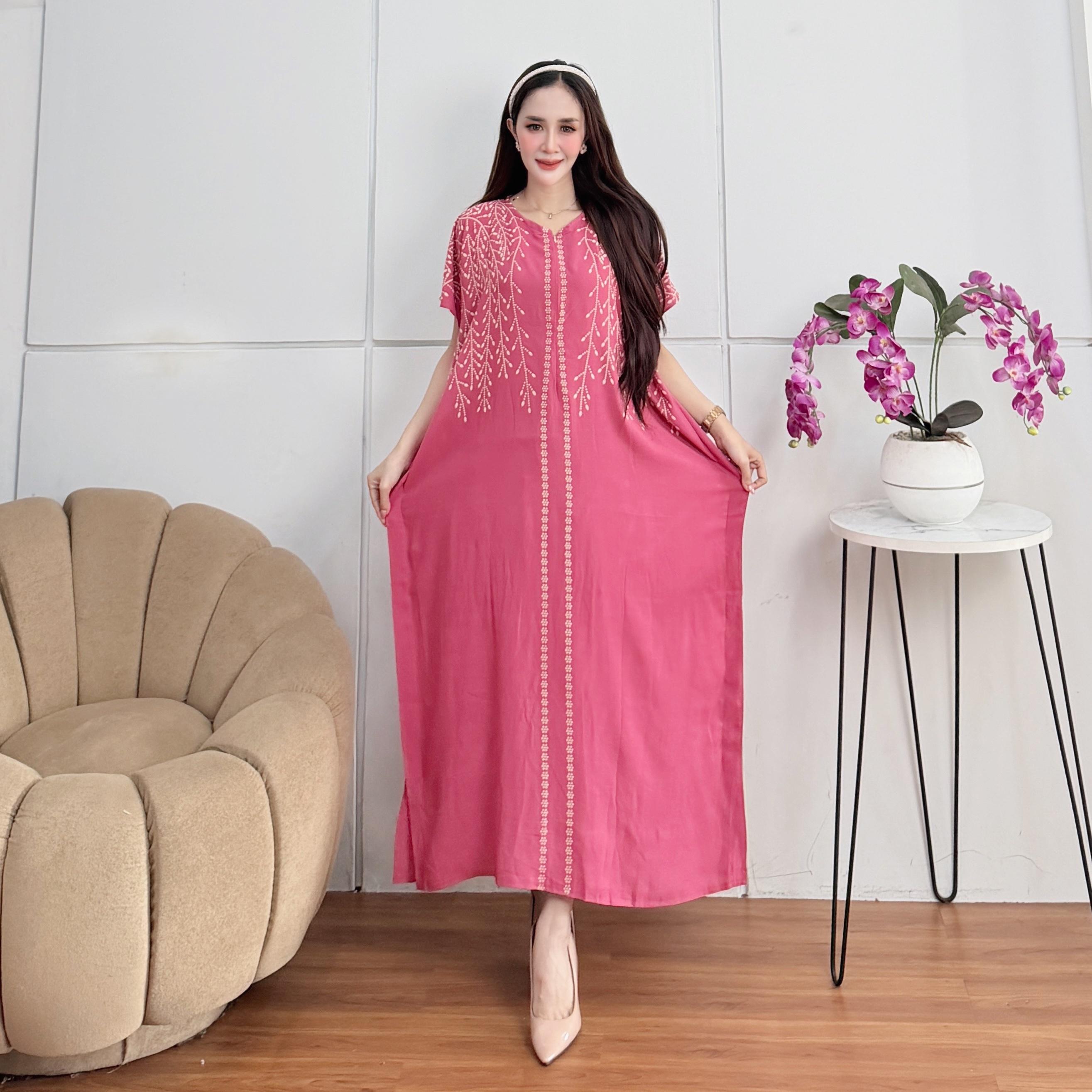 Daster Lowo Jumbo Rayon Premium Terbaru Busui Bumil Resleting Depan Motif Akar