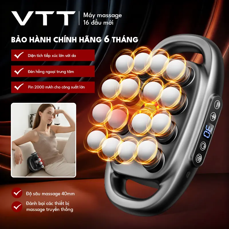 Thiết bị massage chuyên nghiệp VTT, massage mạnh mẽ cho cột sống cổ và cơ vai, giúp thư giãn cơ thể và tâm trí