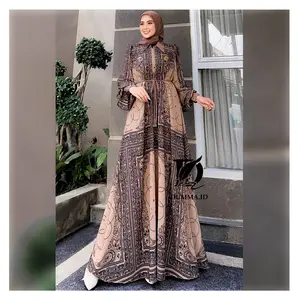 Dumma.id - Pakaian Wanita Auntentik Dirra  Ceruty Babydol Armany Printing Dumma Berfuring  Gamis Cantik