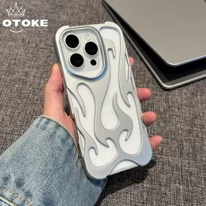 New!!! Case Fire 3D Flame Pattern Silicone Phone Case Suitable for IP 17 16 15 14 13 12 11 Pro Max 14 15 16 Plus Hollow Heat Dissipation Cover TPU Anti Drop Protection Soft Casing