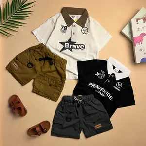 BRAVEKIDS FASHION SETELAN ANAK RUGBY TEES KATUN 24S UMUR 1-5 TAHUN T-SHIRT & CELANA COTTON DRILL KARGO COMBED NYAMAN & GAYA SIZE S-M-L BAHAN PAKAIAN ONE SET BAJU ANAK LAKI LAKI COTTON COMBED 24S SABLON PLASTISOL