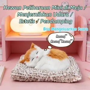 Boneka Kucing Meong Interaktif | Sentuhan & Bunyi Nyata | Dekorasi Meja Kerja