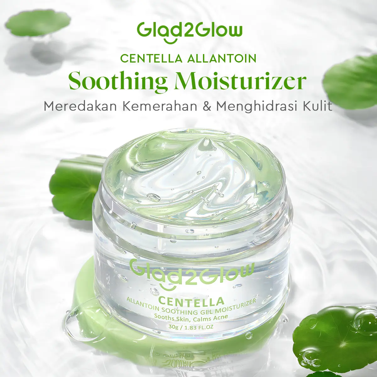 Glad2Glow Gel Moisturizer Centella Allantoin Soothing  30g/55/100g Berjerawat Wajah Acne care Calming Cooling soothing Lactic Silver Pelembab Acid Hyaluronic Bruntusan Perawatan Hitam Berminyak Hydrating G2G Skincare beauty Mencerahkan Glycolic