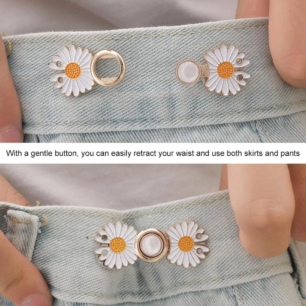 1 Pair Little Flower Adjustable Pin Buckle Detachable Buttons Holding Hands Waist Closing Button Little Cat Removable Trousers Skirt Waistline
